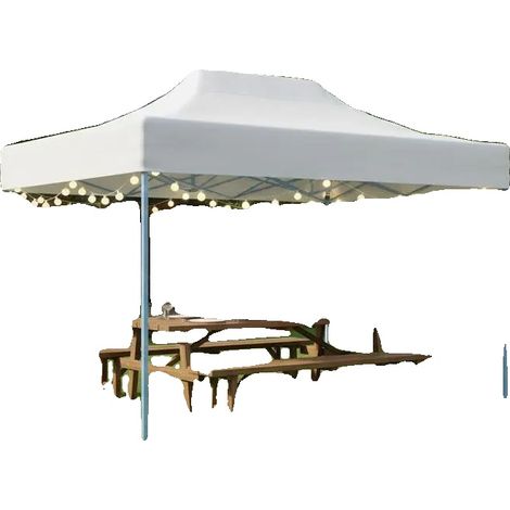 Carpa para fiestas al aire libre, tejido impermeable y resistente a los rayos UV, 280 x 410 cm, para 5-8 personas, estructura de acero resistente, fácil montaje. (1/5)