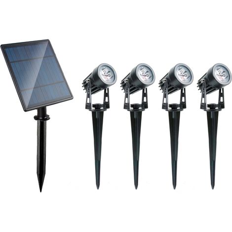 Sulion - Kit 4 Projecteurs LED Solaires Jardin Panneau Indépendant IP44 (1/4)