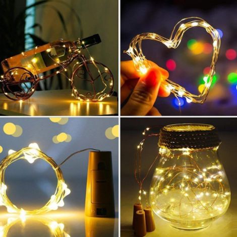 Guirlande lumineuse féérique miniature à 20 LED pour bouchons de bouteille de vin, étanche. (1/5)