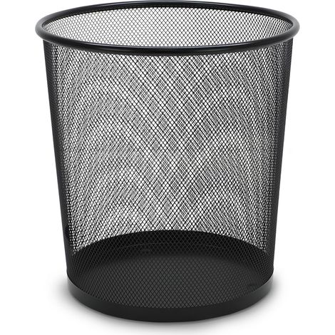 Corbeille à Papier en Métal Maille Mesh 13L Noire, Poubelle de Bureau, Salle de Bain, Cuisine (1/3)