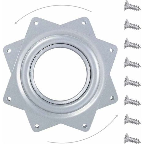 Plateau Tournant Plaque pivotante Plate-forme Tournante Roulement Rotatif 360 degrés Carré avec des Roulements à Billes en Acier pour Armoires de Cuisine Comptoir Pantry (4 Pouces) (1/5)