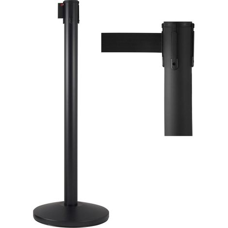 Colonnina Tendinastro 3 metri in Metallo Nero Opaco Ø36x101 cm Nastro Nero (1/5)