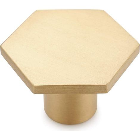 Set di 10 pomelli per mobili in ottone massiccio per armadi, cassetti e guardaroba, esagonali color oro, 30 mm (1/5)