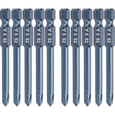 Set mit 10 magnetischen Y-Schraubendreherbits aus S2-Stahl, für Elektroschrauber, zum Lösen und Festschrauben, Handwerkzeuge, Eisenwaren (1/5)