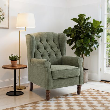 COLAMY Chaise - Fauteuil design minimaliste — Alliez confort et style pour sublimer votre intérieur moderne-vert (1/5)