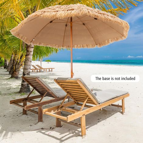 Montage Facile sans Outil Parasol Tiki Hawaïen Ø 2,4m Protection Solaire et Ombrage pour Jardin Terrasse Plage (1/5)
