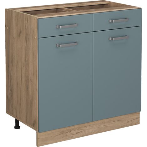 Mobiletto base per cucina R-Line, Grigio-blu, 80 cm senza piano di lavoro, Vicco