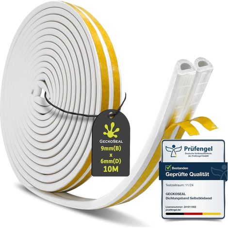 9mm x 6mm Joint Mousse Adhésif d'Étanchéité Porte Calfeutrage Isolant Thermiqu(blanc 10m Joint Porte (1/5)