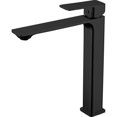 Miscelatore lavabo alto nero opaco linea squadrata  KAM-DIANA NERO kamalu