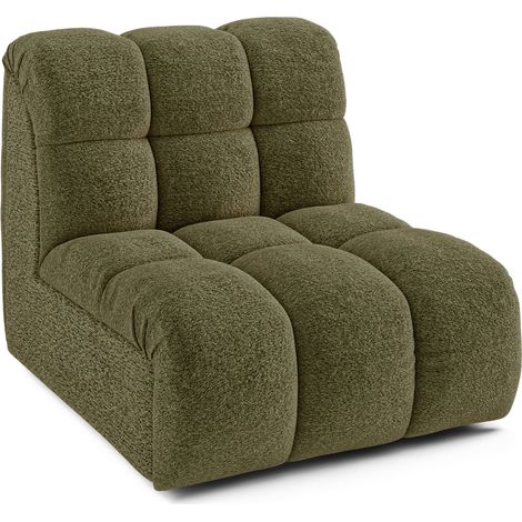 Fauteuil pivotant modulable en tissu bouclette vert olive SEVEN (1/5)