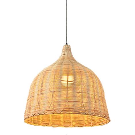 Abat-jour suspendus vintage en rotin pour la décoration de la salle à manger (M)-- (1/5)