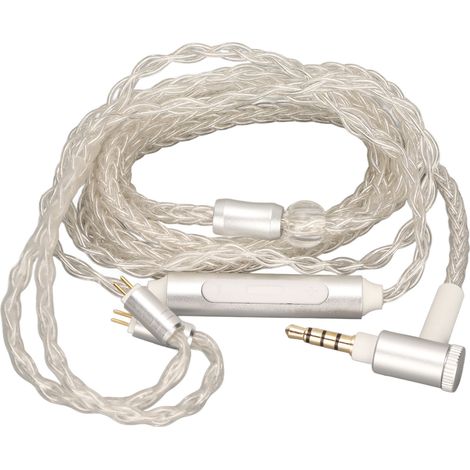 1 Câble de remplacement, 2 broches, fil plaqué argent, 8 conducteurs avec micro, pour écouteurs intra-auriculaires (1/5)