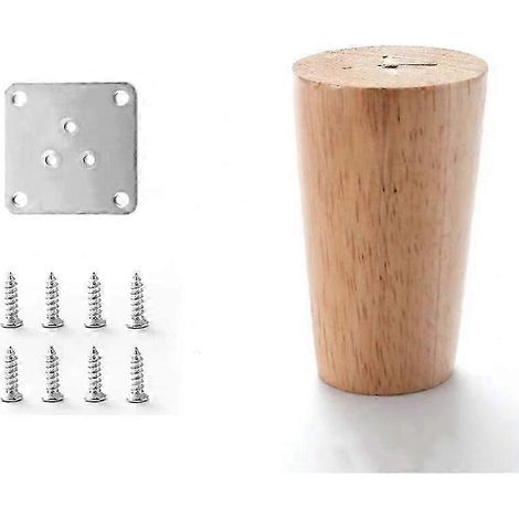 Un ensemble de 4 pieds de canapé en bois massif, pieds de meubles, compatibles avec fauteuils, tables de chevet, armoires et commodes (8 cm de hauteur). (1/5)