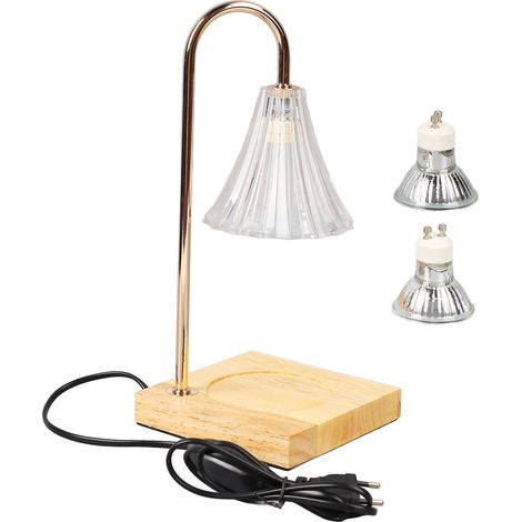 Lampe réchauffe-bougie décorative avec variateur d'intensité, électrique, diffuseur d'arôme en cire, socle en bois massif pétunia, fiche UE 220V, minuterie intégrée (1/5)