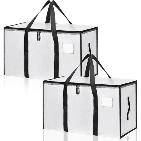 Lot de 2 Grands Sacs de Rangement pour Vêtements, Sacs Déménagement Pliables 90L avec Sangles de Sac à Dos et Poignées Solides, Alternative aux Cartons de Déménagement, Transparent (Transparent 2pcs) (1/5)