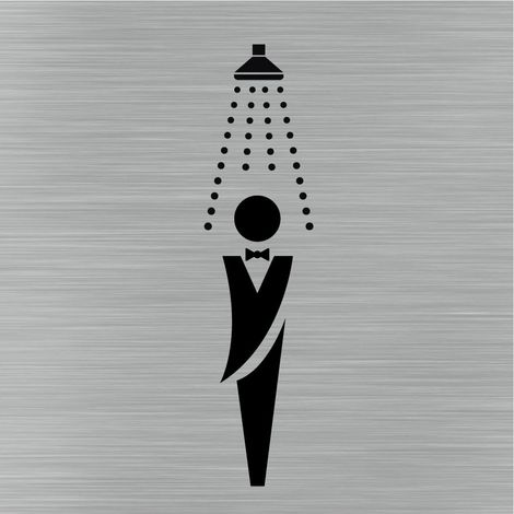 Pictogramme Douche .- Adhésif aspect aluminium brossé - (1/5)