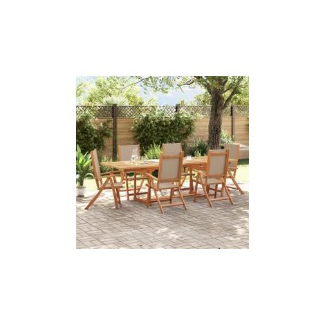 Ensemble à manger de jardin 7pcs bois d'acacia solide textilène