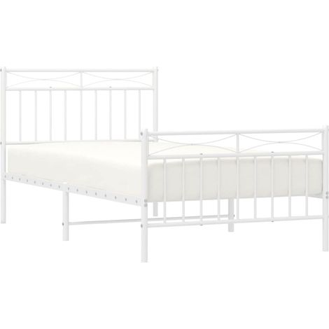Estructura cama sin colchón con estribo metal blanco 100x190 cm vidaXL (1/5)