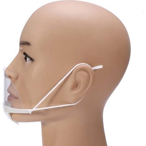 Lot de 10 masques respiratoires transparents anti-buée, réutilisables et faciles à utiliser, en plastique transparent. (1/5)