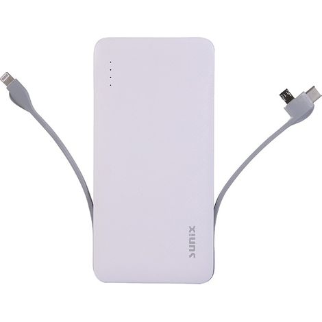Sunix 12000mAh Quick Charge Slim Power Bank Schnell-Ladegerät mit 3in1 Ladekabel weiß