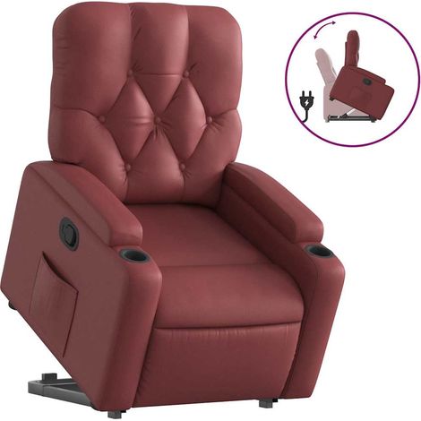 Maison Exclusive - Poltrona Alzapersona Reclinabile Rosso Vino in Similpelle