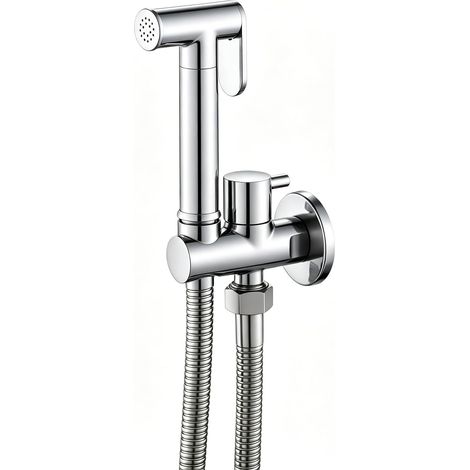 Kit de rociador de bidé para inodoro, rociador de bidé de latón para montaje en pared, kit de rociador de bidé portátil de alta presión para higiene personal (cromado) (1/5)
