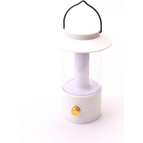 LED-Campinglaterne in Weiß, Lampe für den Innen- und Außenbereich, Dimmer, ca. 19 cm, tragbare Lampe