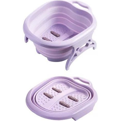 Bassine de Pédiluve Pliable PP PET Portable avec 4 Rouleaux de Massage pour Bain de Pieds, Domicile & Voyage, Violet (1/5)
