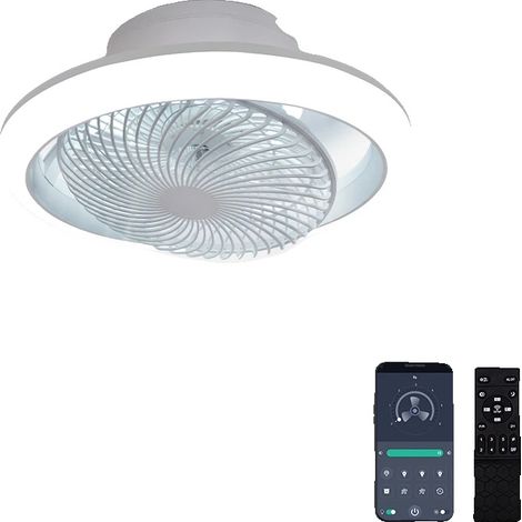 Ventilatore da soffitto, flusso d'aria rotante a 360°, telecomando controllabile tramite app, luce intelligente integrata. (1/2)