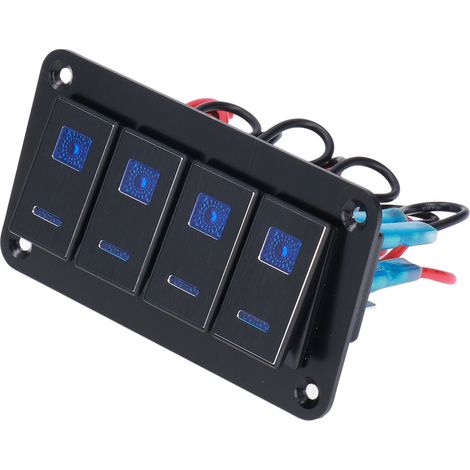 Panneau 4 Interrupteurs à Bascule Noir IP65 Étanche avec Rétroéclairage LED pour Bateau Moteur DC12-24V (1/5)