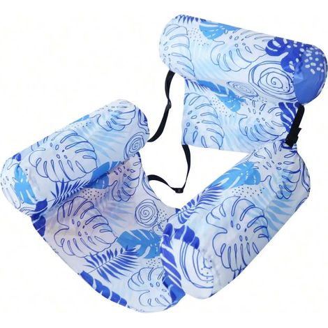Hamac gonflable aquatique (bleu clair) avec accoudoirs, en PVC, chaise longue flottante gonflable (1/5)