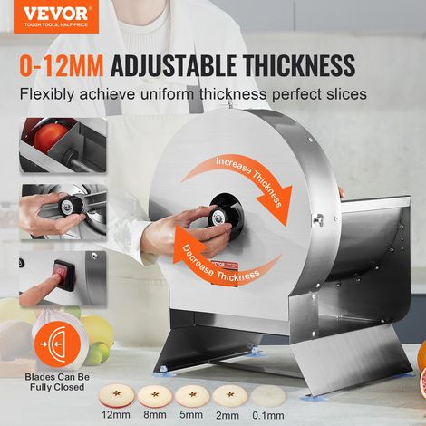 Trancheuse Jambon Électrique 0-12 mm Épaisseur Réglable, Trancheur de Légumes Fruits Convertible en Manuelle, Machine à Trancher le… (1/5)