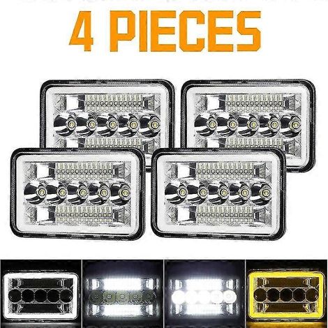 Fari a LED da 4x6 pollici, con alone bianco/giallo, abbaglianti e anabbaglianti integrati, luci diurne, adatti a moto, SUV, camion e auto, compatibili con la Chevrolet Camaro dal 1982 al 1992 – una ve (1/5)