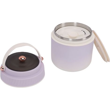 Contenitore termico per alimenti in acciaio inox 304, ideale come portapranzo, con apertura larga da 1200 ml, completo di cucchiaio e manico con bacchette. (1/5)
