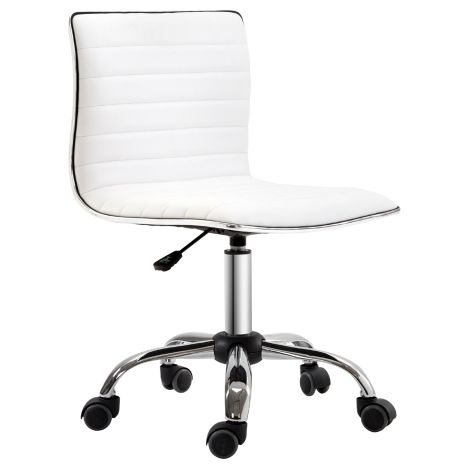 Silla de oficina en polipiel, con respaldo, regulable en altura, con ruedas, blanco (1/5)