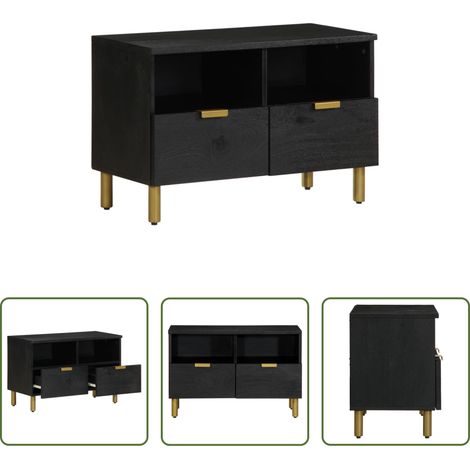 Rangement salon - Meuble TV noir 70x33x46 cm bois d'ingénierie (1/5)