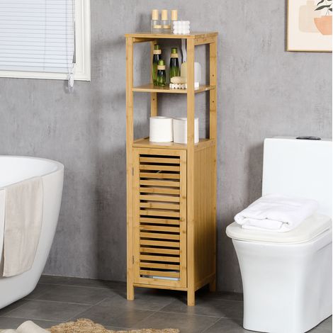 Badezimmermöbel aus Bambus, 2 offene Ablagen, 32,9 x 29,9 x 120 cm HAVRYA (1/5)