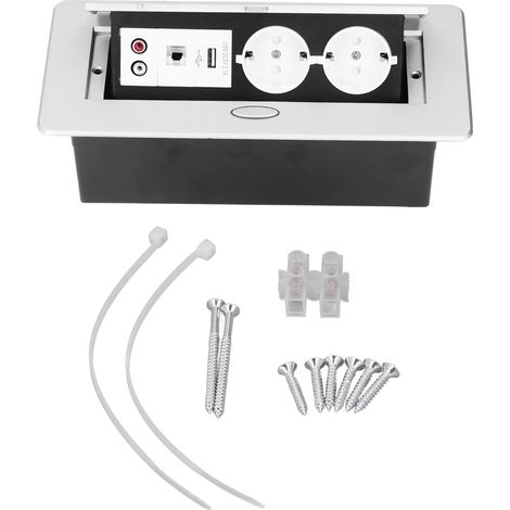Prise encastrée laiton PC pour bureau, socle de sol rétractable atelier, prise EU 250V, sortie de table dissimulée. (1/5)
