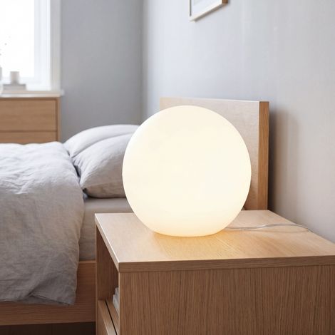 Lampe de table Ø 30 cm cm large 26,5 cm blanc E27 rond lumière blanc chaud 2700 K 600 lm (1/5)
