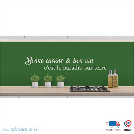 Crédence : Bonne cuisine et bon vin 2 - Couleur Vert émeraude - Alu composite - 60 - 120 (1/3)