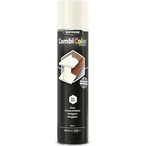 Peinture anti-rouille COMBICOLOR aérosol - blanc brillant RAL 9010 - 400 mL - RUST-OLEUM