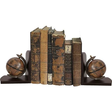 Coppia mappa mondo fermalibri reggilibri supporti libri per biblioteca casa mensole in legno set da 2