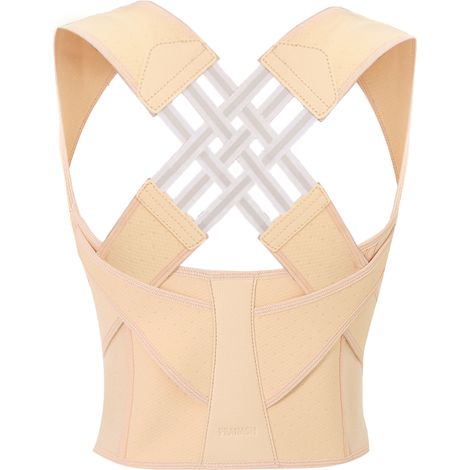 (Teint M) Correcteur de posture dorsal entièrement extensible et réglable, fabriqué en fibre de polyester. (1/5)