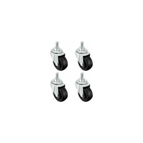 4 roues en caoutchouc de 40 mm, avec tige filetée M8, longueur de vis 15 mm, rouleau universel solide noir, adaptées à divers meubles et équipements industriels
