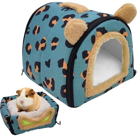 Niche pour Cochon d'Inde Avec Coussin Amovible - Lavable - Pour Furet, Chinchilla, Hérisson (Bleu) (1/5)
