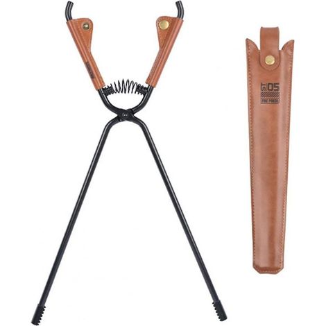 Pince pour foyer extérieur avec poignée en similicuir, acier au carbone antirouille et résistant à la chaleur, idéale pour le camping. (1/5)