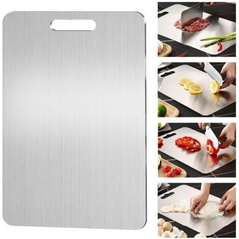 BUNTHAUS Aimoonsa – Planche à découper en titane 39 x 28 cm – Double face pour viande et légumes – Facile à nettoyer et à ranger – Anti-bactérienne (1/5)
