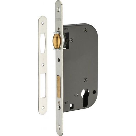 Serrure encastrable pour porte d'entrée – Rouleau en laiton – Gâche plate en acier – Coffre en acier embouti – 3 clés incluses (1/3)