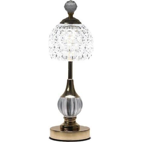 Lampada da tavolo in cristallo senza fili - 3 colori - Lampada da tavolo a LED vintage - Lampada da tavolo a LED senza fili - Lampada da tavolo senza fili - Lampada da tavolo a batteria - Dimmerabile (1/5)