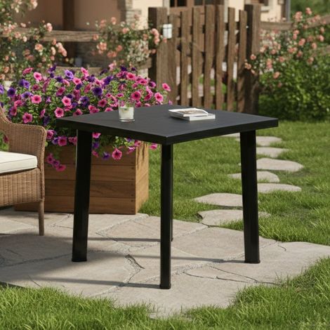 Mesa de Exterior Tessner, para 4 Personas, Máx. 80 cm, Fabricada en Italia, Acabado Suave, 80x75x72h cm Negro Antracita (1/3)